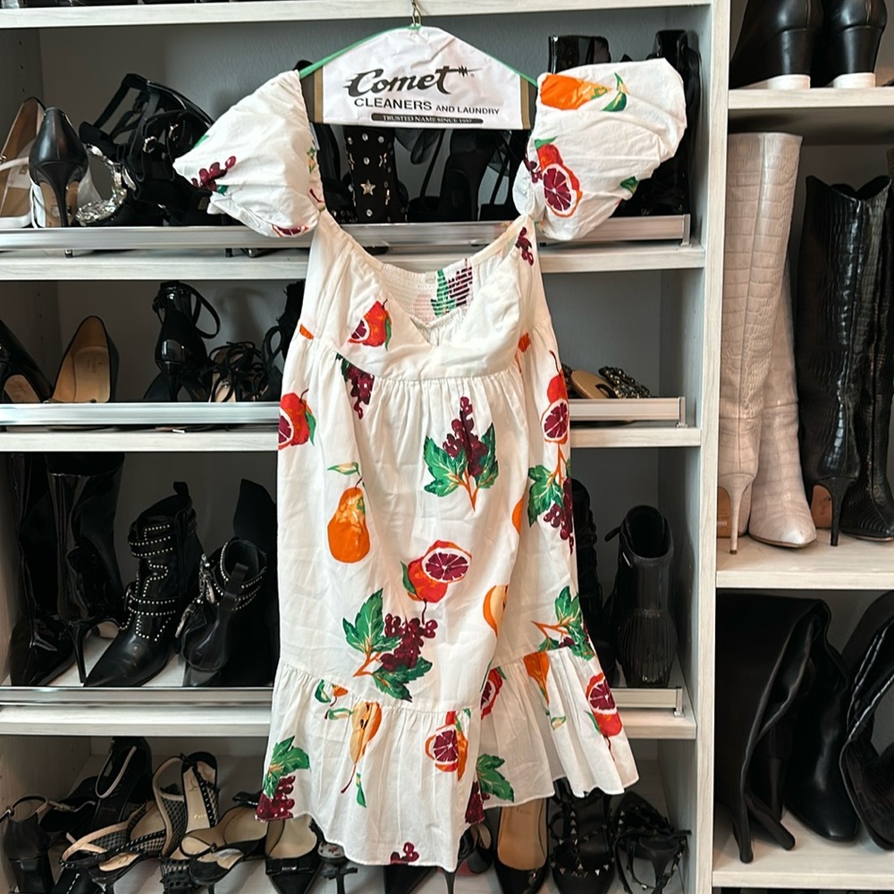 Urban Outfitters White Orange Sleeveless Mini Sundress